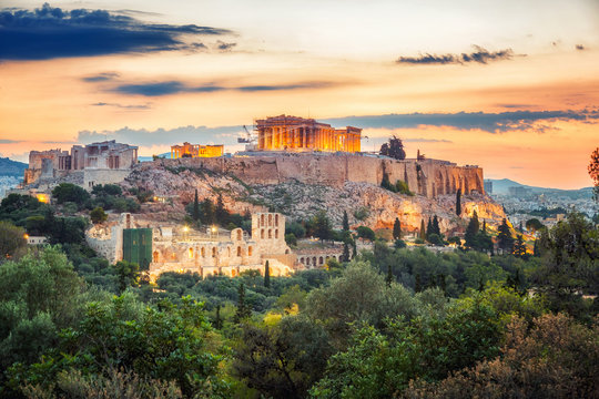 Parthenon, Acropolis of Athens, Greece at summer sunrise