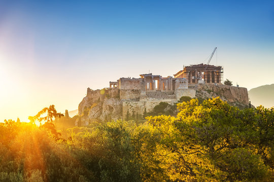 Parthenon, Acropolis of Athens, Greece at summer sunrise