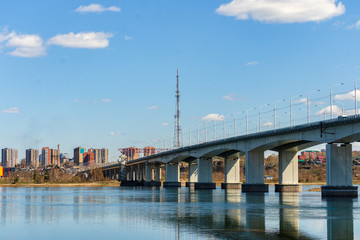 View of the city and the bridge over the river