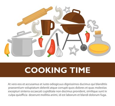 Cooking time vector kitchenware poster