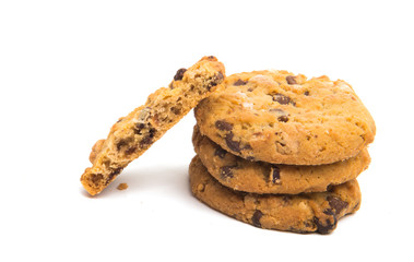 cookies with chocolate and nuts isolated