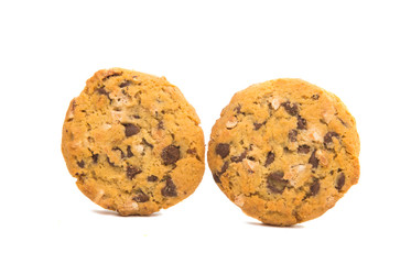 cookies with chocolate and nuts isolated