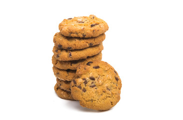 cookies with chocolate and nuts isolated