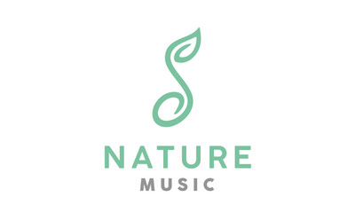 Music Notes and Soybean Seed Soil Sprout Plant Leaf Nature Logo design 