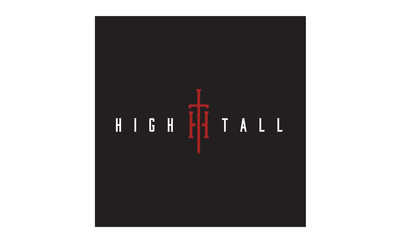 Monogram Initials HT TH with Sword, High Tall Slim logo design 