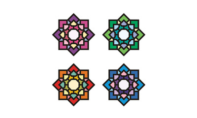 Islamic Asian Stained Glass Pattern Mosaic symbol logo design