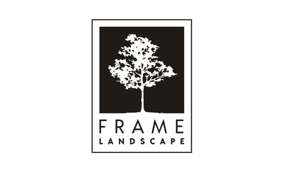 Obraz premium Tree Silhouette Frame landscape logo design 