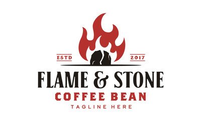 Vintage Rustic Coffee Bean Roaster Fire Flame Logo design inspiration