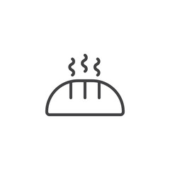 Hot loaf bread outline icon. linear style sign for mobile concept and web design. Warm bread simple line vector icon. Symbol, logo illustration. Pixel perfect vector graphics