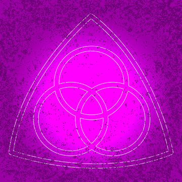 Trinity Sunday. Christian holiday. Three circles, a rounded triangle. On a Purple grunge background
