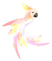 Stylized illustration of a parrot cockatoo with a multicolored tail. Vector element for logos, icons and your design © veleri_kz