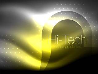 Glittering neon glowin wave, techno modern art abstract background, magical shiny template