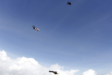 Fototapeta na wymiar Skydiving. Flyin people.