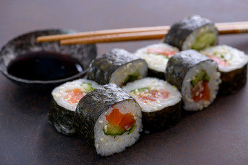 Close-up sushi roll