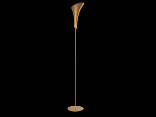 3d rendering of a golden lamp pendant isolated on a black background