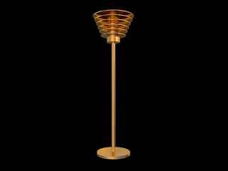 3d rendering of a golden lamp pendant isolated on a black background