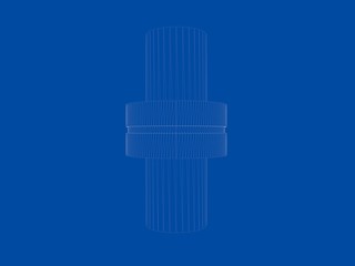 3d rendering of a blueprint lamp light holder isolate on a blue background