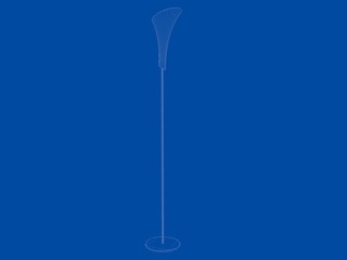 3d rendering of a blueprint lamp light holder isolate on a blue background