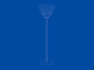 3d rendering of a blueprint lamp light holder isolate on a blue background