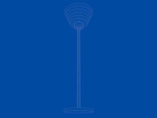 3d rendering of a blueprint lamp light holder isolate on a blue background