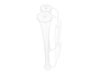 3d rendering of a blueprint lamp light holder isolate on a white background