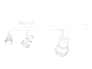 3d rendering of a blueprint lamp light holder isolate on a white background
