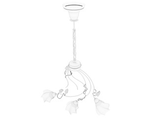 3d rendering of a blueprint lamp light holder isolate on a white background