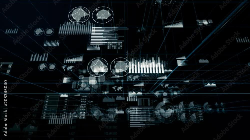 Poster GUI charts concept. Fintech. Internet of Things.
