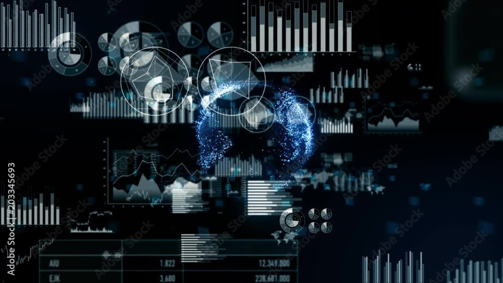 Poster GUI charts concept. Fintech. Internet of Things.
