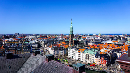 Fototapeta na wymiar View over Copenhagen, Denmark from Christiansborg Palace