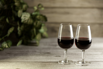two glasses of red wine
