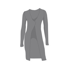 Grey Women Long Shirt Fashion Style Item Illustration