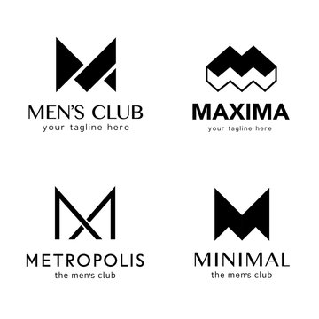 Set of vector logo design template for business. M letter