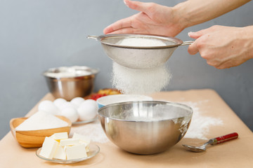 Preparing dough, cooking with flour at home