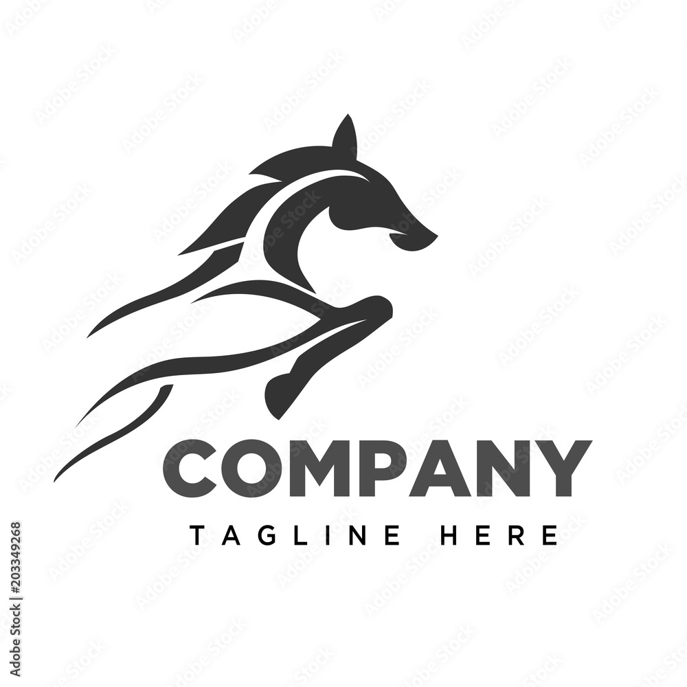 Wall mural elegant jumping horse logo