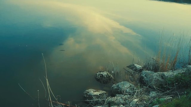 Landscape of beautiful after sunset sky over river