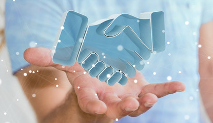Businessman concluding a partnership 3D rendering