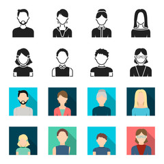 Red-haired boy, teen girl, grandmother wearing glasses.Avatar set collection icons in black,flet style vector symbol stock illustration web. © pandavector