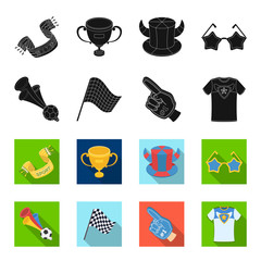 Pipe, uniform and other attributes of the fans.Fans set collection icons in black,flet style vector symbol stock illustration web. © pandavector