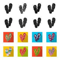 Flip-flops black,flet icons in set collection for design. Beach shoes vector symbol stock web illustration. © pandavector