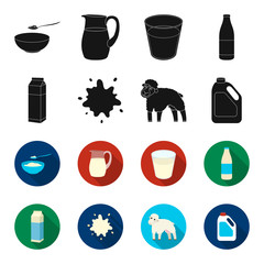 Billet pack, sheep.blue, canister.Moloko set collection icons in black,flet style vector symbol stock illustration web. © pandavector