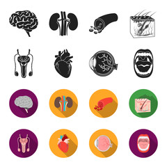Male system, heart, eyeball, oral cavity. Organs set collection icons in black,flet style vector symbol stock illustration web. © pandavector