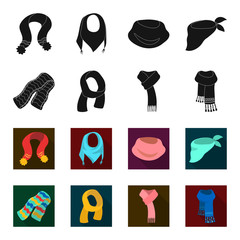 Various kinds of scarves, scarves and shawls. Scarves and shawls set collection icons in black,flet style vector symbol stock illustration web. © pandavector