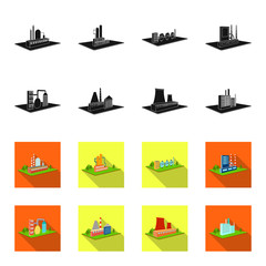 Processing factory,metallurgical plant. Factory and industry set collection icons in black,flet style isometric vector symbol stock illustration web. © pandavector