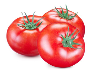 Three ripe red tomatoes. Macro. Studio picture.