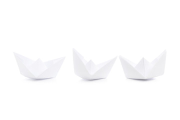 Obraz premium paper ships isolated on white