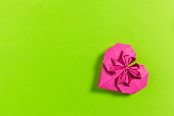 Origami heart. Symbol of Valentine's Day