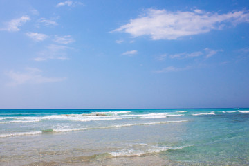 The sea horizon of the azure sea in sunny day in Italy