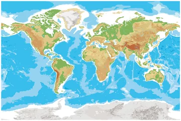 Physische Karte der detaillierten topografischen Welt der Erde © goolliver25