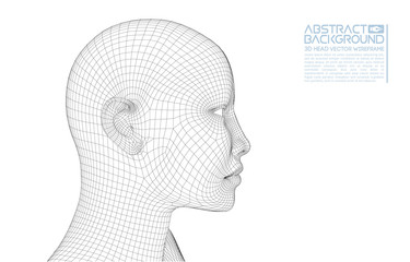 Ai digital brain. Artificial intelligence concept. Human head in robot digital computer interpretation. Wireframe head concept.